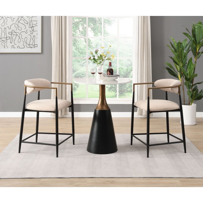 Jaramillo Counter Height Dining Room Set w/ Beige Chairs