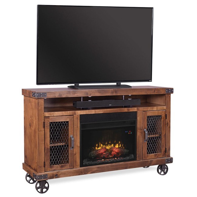 Industrial 62 Inch Fireplace Console (Fruitwood)