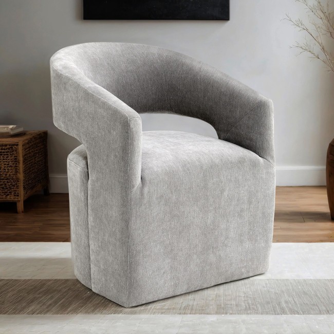 Tresa Light Gray Dining Arm Chair w/ Casters
