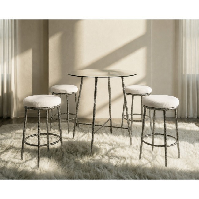 Rilva Gunmetal Counter Height Dining Set w/ Stool Choices