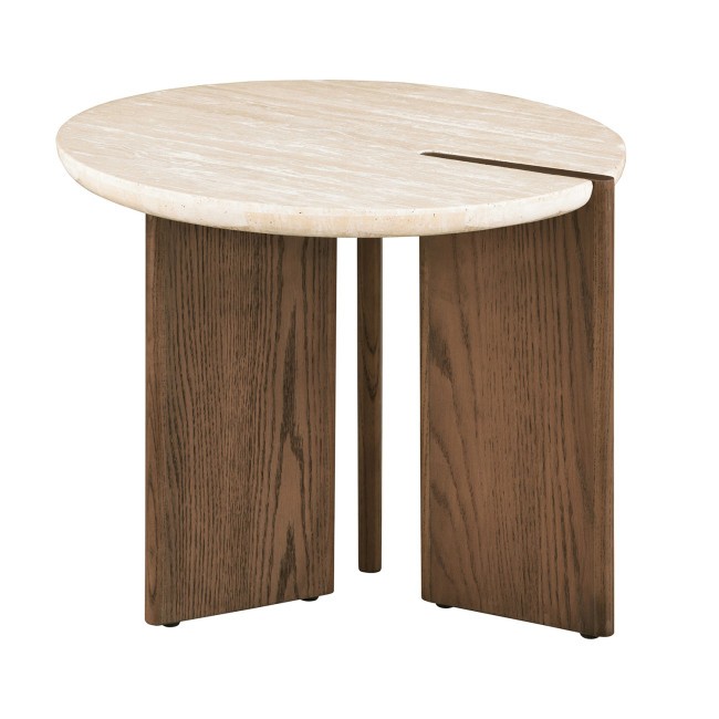Olney Yellow Travertine Brown Oak End Table