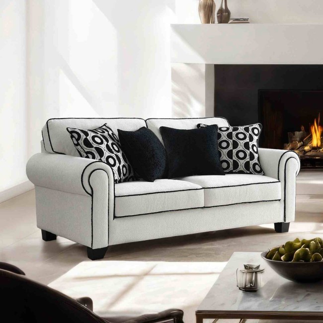 Viviani White and Black Loveseat
