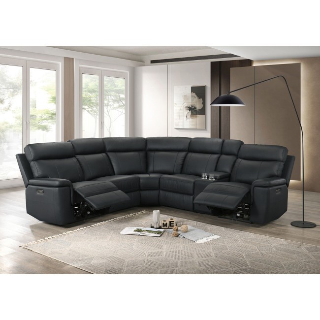 Oliverus Black Power Reclining Sectional