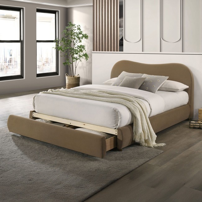 Grimsby Brown Velvet Bed