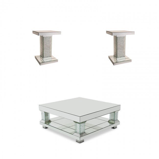 Montreal Mirrored Occasional Table Set w/ Crystals
