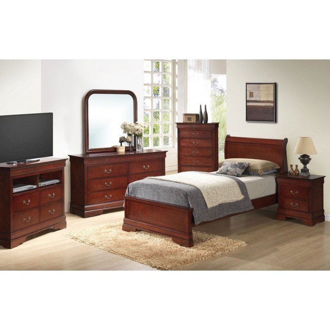 Louis Phillipe Cherry Youth Panel Bedroom Set