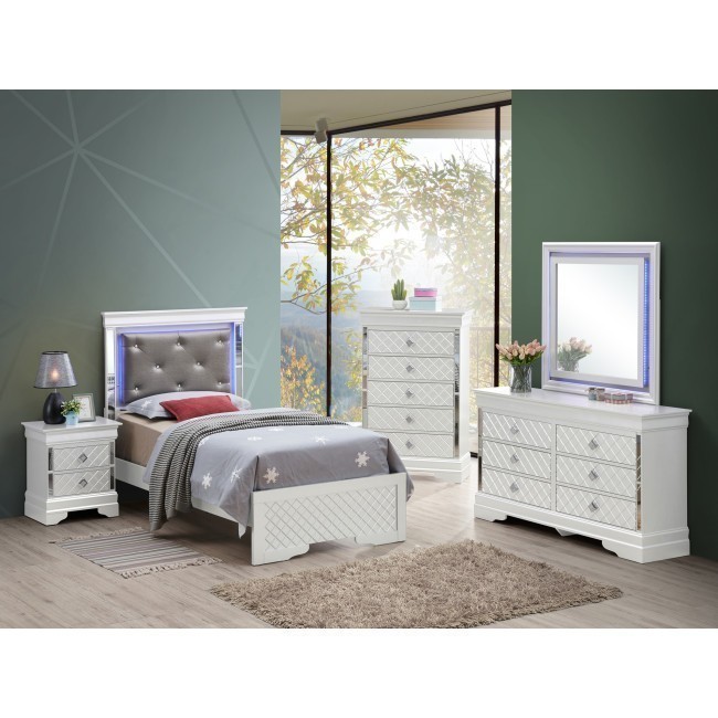 Verona Silver Champagne Youth Panel Bedroom Set