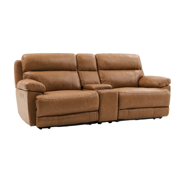 Gatlin Leather Dual-Power Reclining Loveseat w/ Console