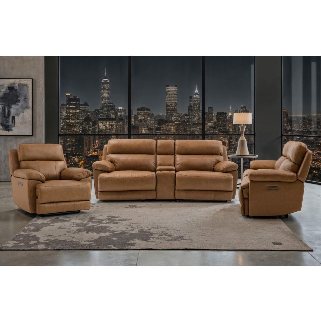 Gatlin Leather Dual-Power Reclining Living Room Set
