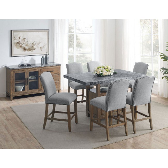 Grayson Counter Height Gray Marble Top Dining Room Set Steve Silver