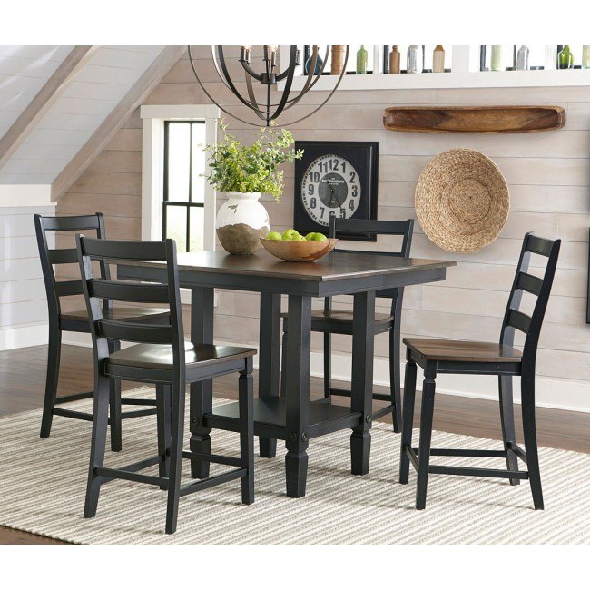 Glennwood Gathering Dining Room Set Rubbed Black Charcoal