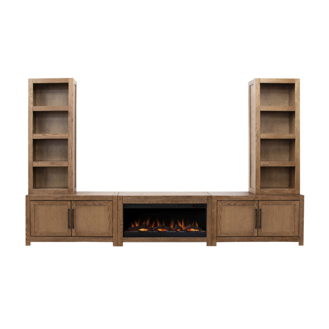 Harbor Bourbon Oak Fireplace Entertainment Wall