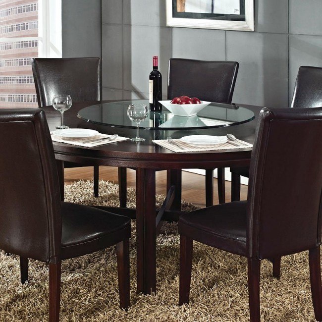 Silver round hot sale dining table set