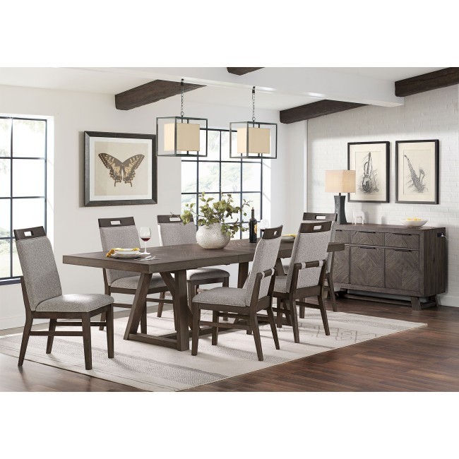 Hearst Trestle Dining Room Set w/ Upholstered Chairs