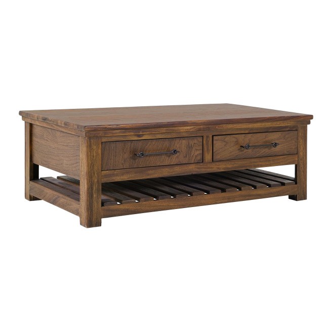 Walnut Reddish-Brown 4-Drawer Cocktail Table