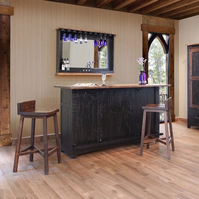 Pine top home bar