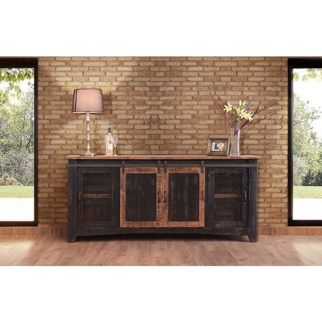 Pueblo 80 Inch TV Stand Brown Black
