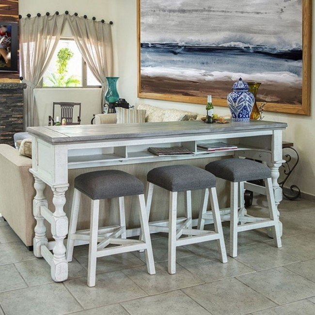 Kitchen console sales table with stools
