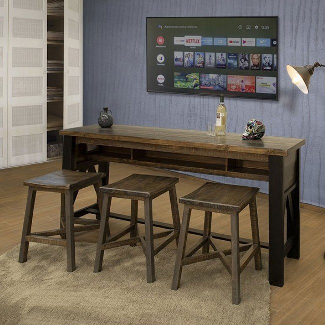 Loft Brown Counter Height Sofa Table Set