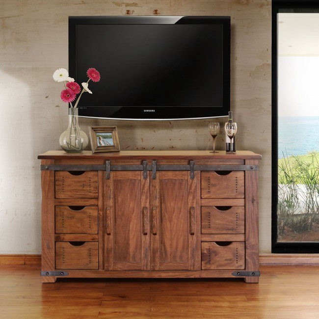 Parota 60 Inch TV Stand w 6 Drawers