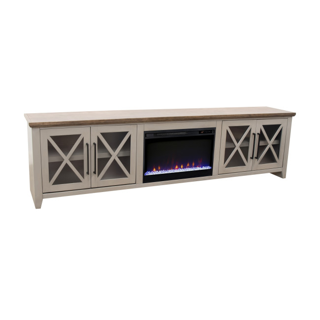 Ithaca Sandstone and Bourbon 96-inch Fireplace Console