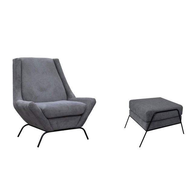 Tyne Chair w/ Ottoman (Gray)