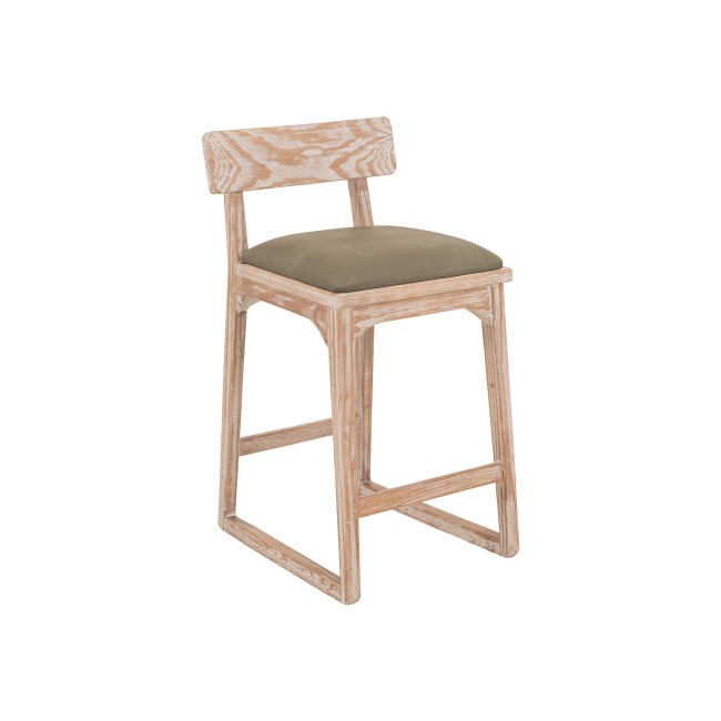 Balam Stained White Green Upholstered Seat Wooden Frame 24-inch Barstool (Set of 2)