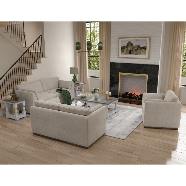 Vallarta Living Room Set (Ivory Faux Leather)