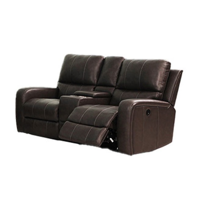 Linton Power Reclining Loveseat W/ Console (Dark Brown) New Classic