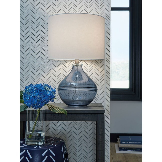 Navy glass lamp deals
