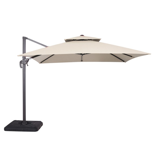 Hero Beige Outdoor Double Top Umbrella w/ Base