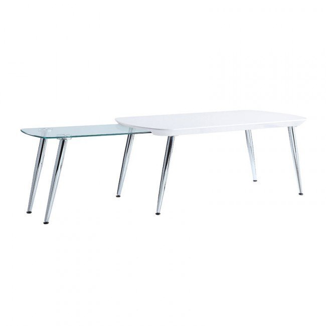 Cargo Coffee Table (White/ Chrome)