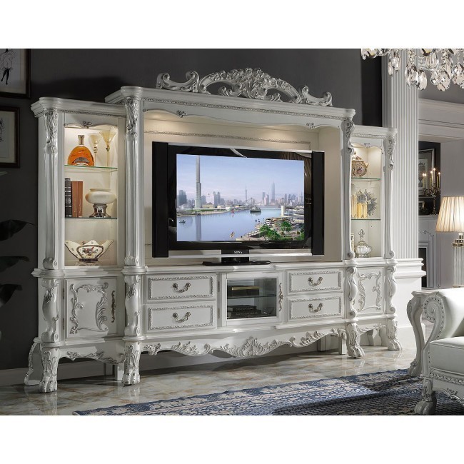 Antique white entertainment wall unit cheap