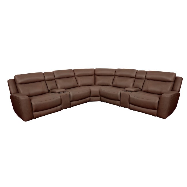 Calgary Autumn Umber 7-Piece Modular Reclining Sectional w/ Power Adjustable Headrests