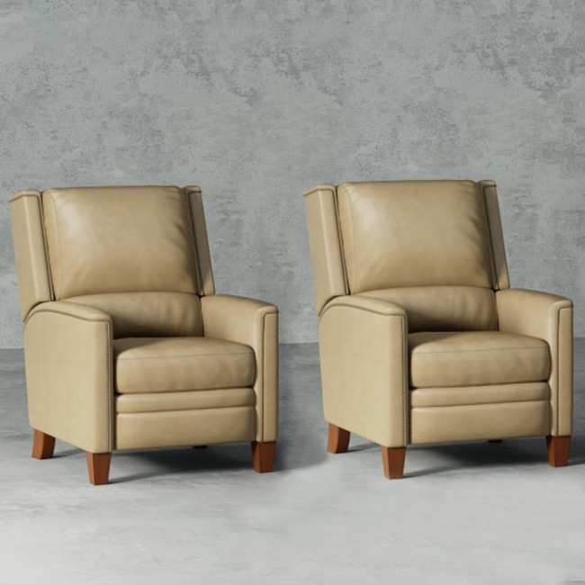 Connor Luxe Latte Power Cordless High Leg Recliner w/ Power Headrest (Set of 2)