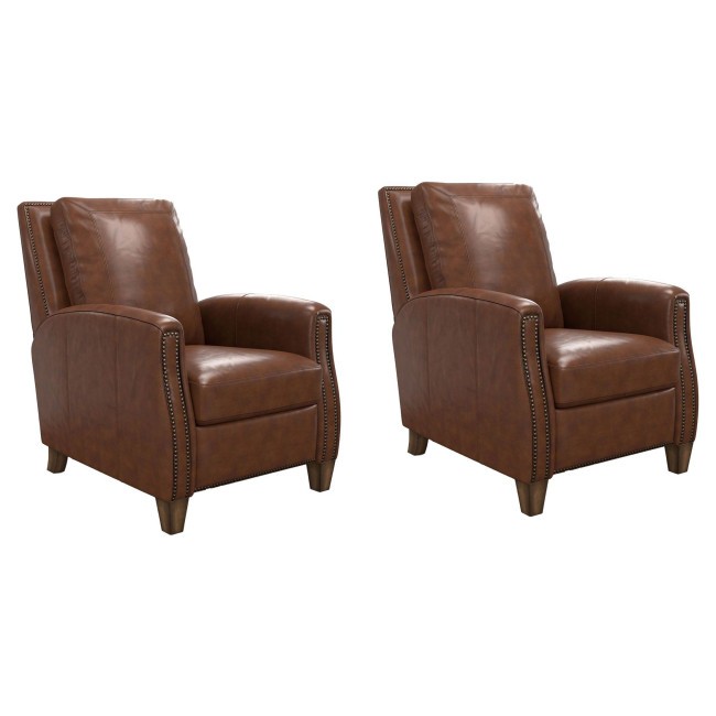 Hunter Chestnut Charm Power Cordless High Leg Recliner w/ Power Headrest (Set of 2)