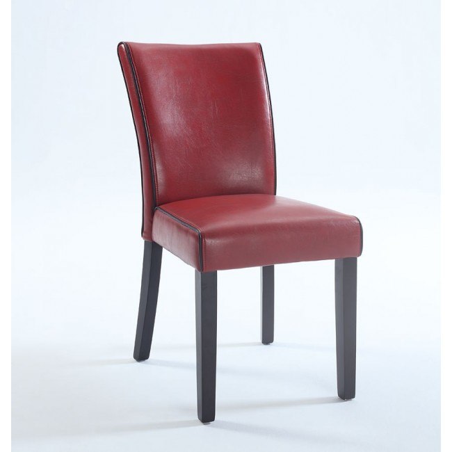 Michelle Bonded Leather Parsons Chair Red Set of 2