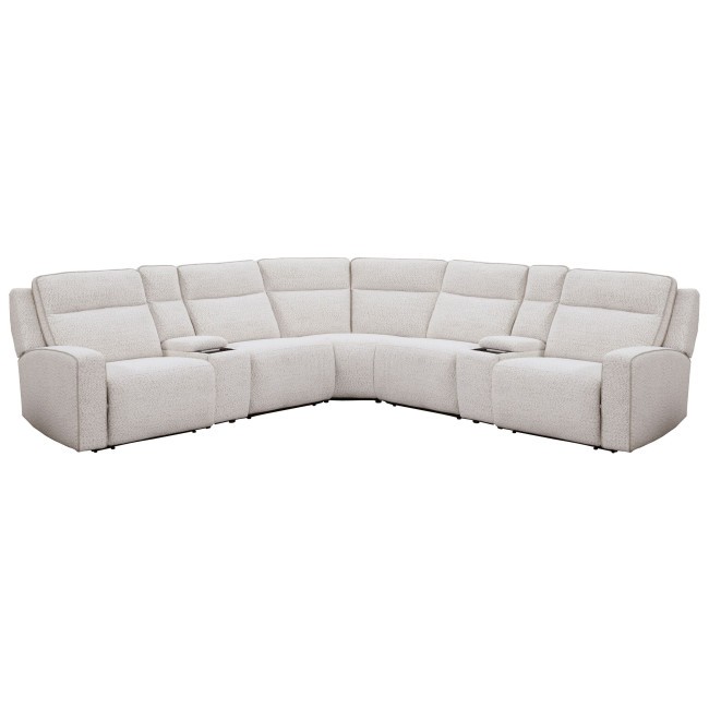 Lancaster Fluffy River Rock 7-Piece Zero Gravity Power Reclining Sectional w/ Power Adjustable Headrests