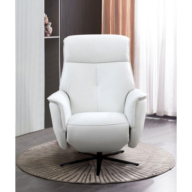 Tripp Cortana White Power Swivel Recliner