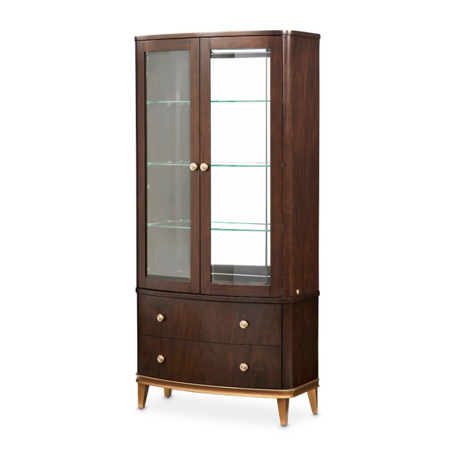 Camellia Field Warm Pecan Display Cabinet
