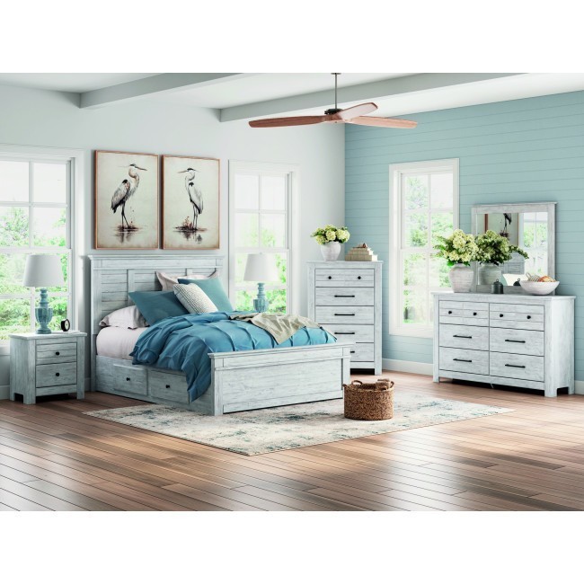 Allihauser Whitewash Bedroom Set w/ 2 Side Storage Bed