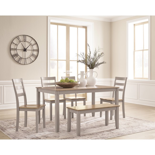 Loyander Dining Table and 4 Chairs and Bench (Set of 6)