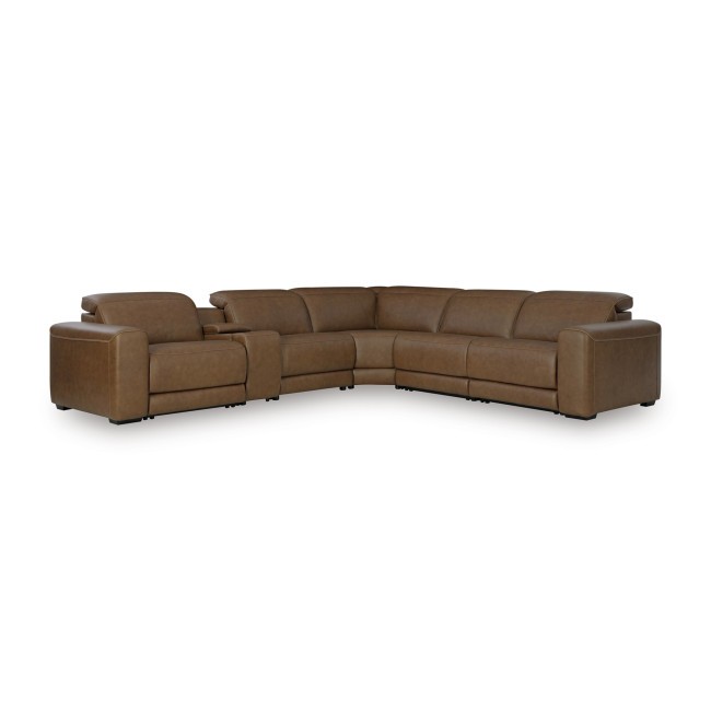 EasyMoney Caramel 6-Piece Power Reclining Sectional w/ Console