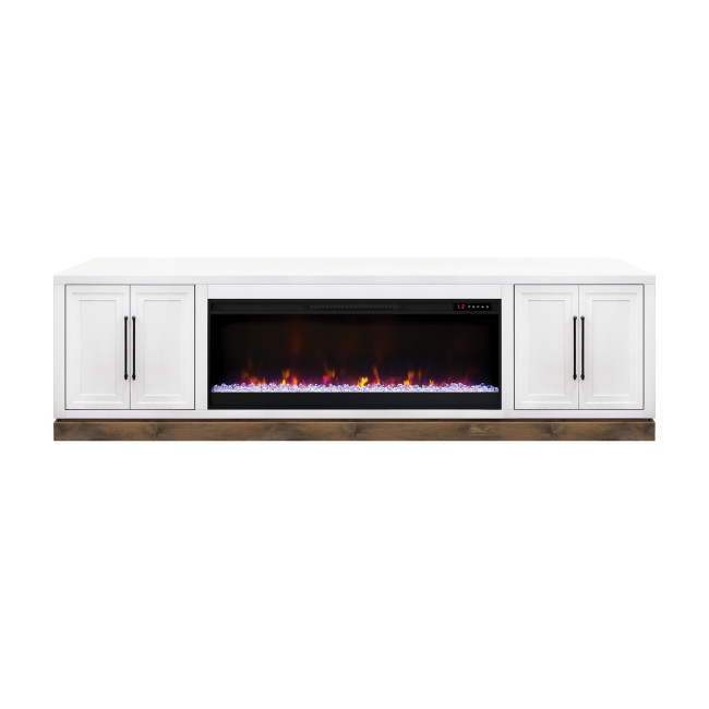 Nora Jasmine White with Barnwood 94-inch Fireplace Console