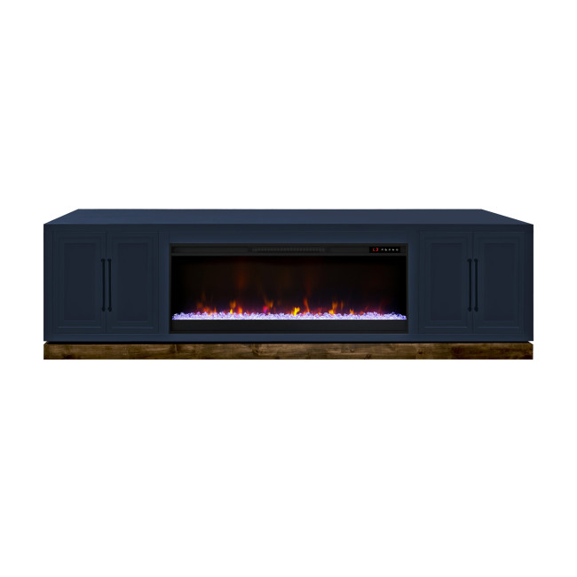 Nora Blue Denim and Whiskey 94-inch Fireplace Console