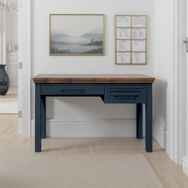 Nora Blue Denim and Whiskey Home Office Set with Writing Desk