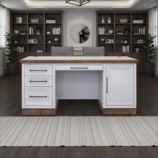 Nora Jasmine White with Barnwood Executive Home Office Set