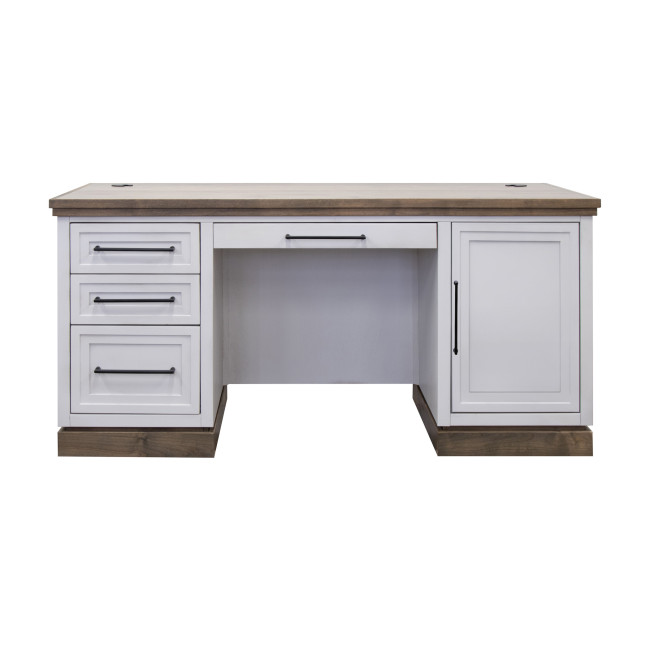 Nora Jasmine White with Barnwood Executive Desk