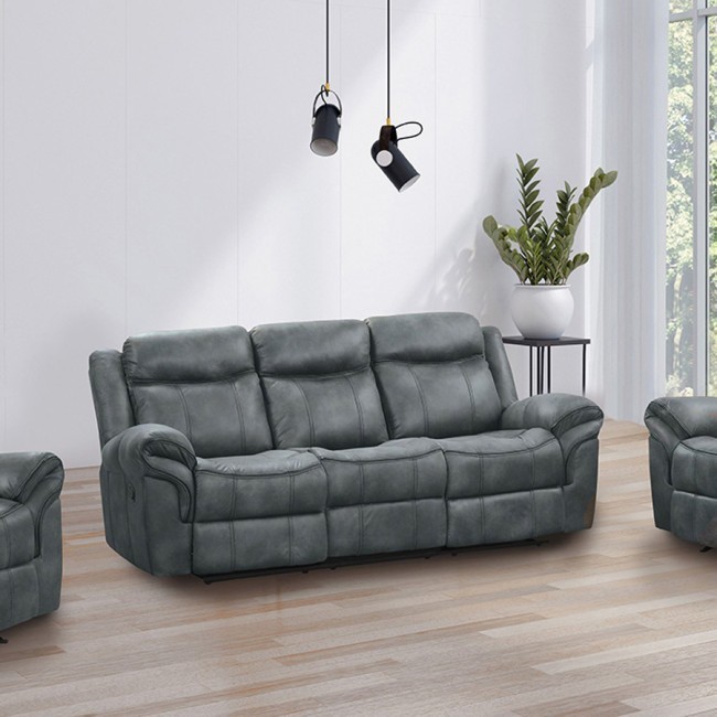 Agata Dark Gray Reclining Sofa w/ Drop-Down Table