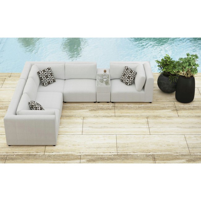 Zandara Olefin Beige Outdoor Modular Sectional